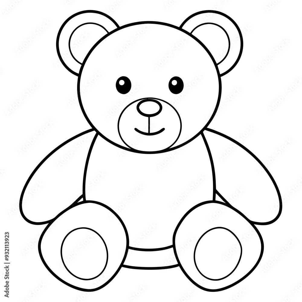 2D Teddy Bear Seated on White Background line art vector illustration 2D Teddy Bear Seated on White Background line art vector illustration