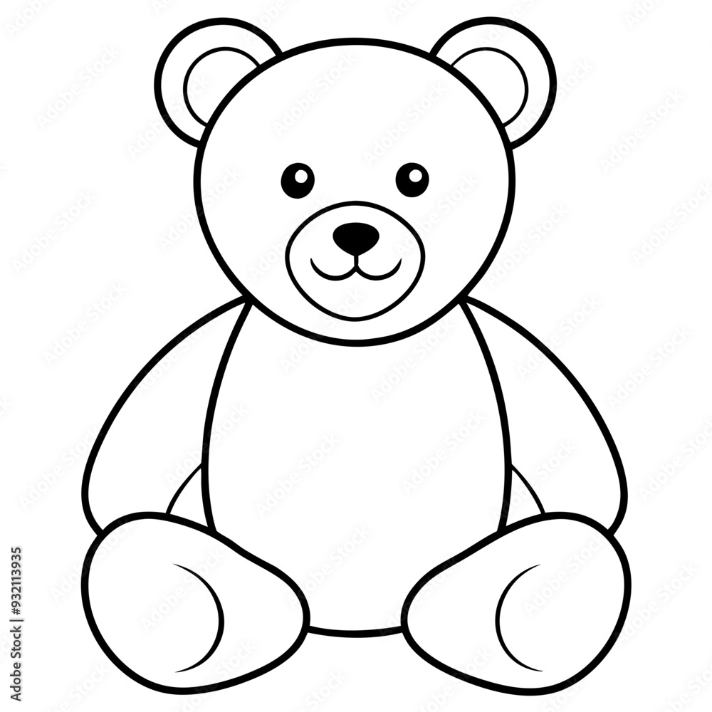 2D Teddy Bear Seated on White Background line art vector illustration 2D Teddy Bear Seated on White Background line art vector illustration