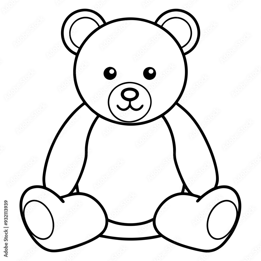 2D Teddy Bear Seated on White Background line art vector illustration 2D Teddy Bear Seated on White Background line art vector illustration