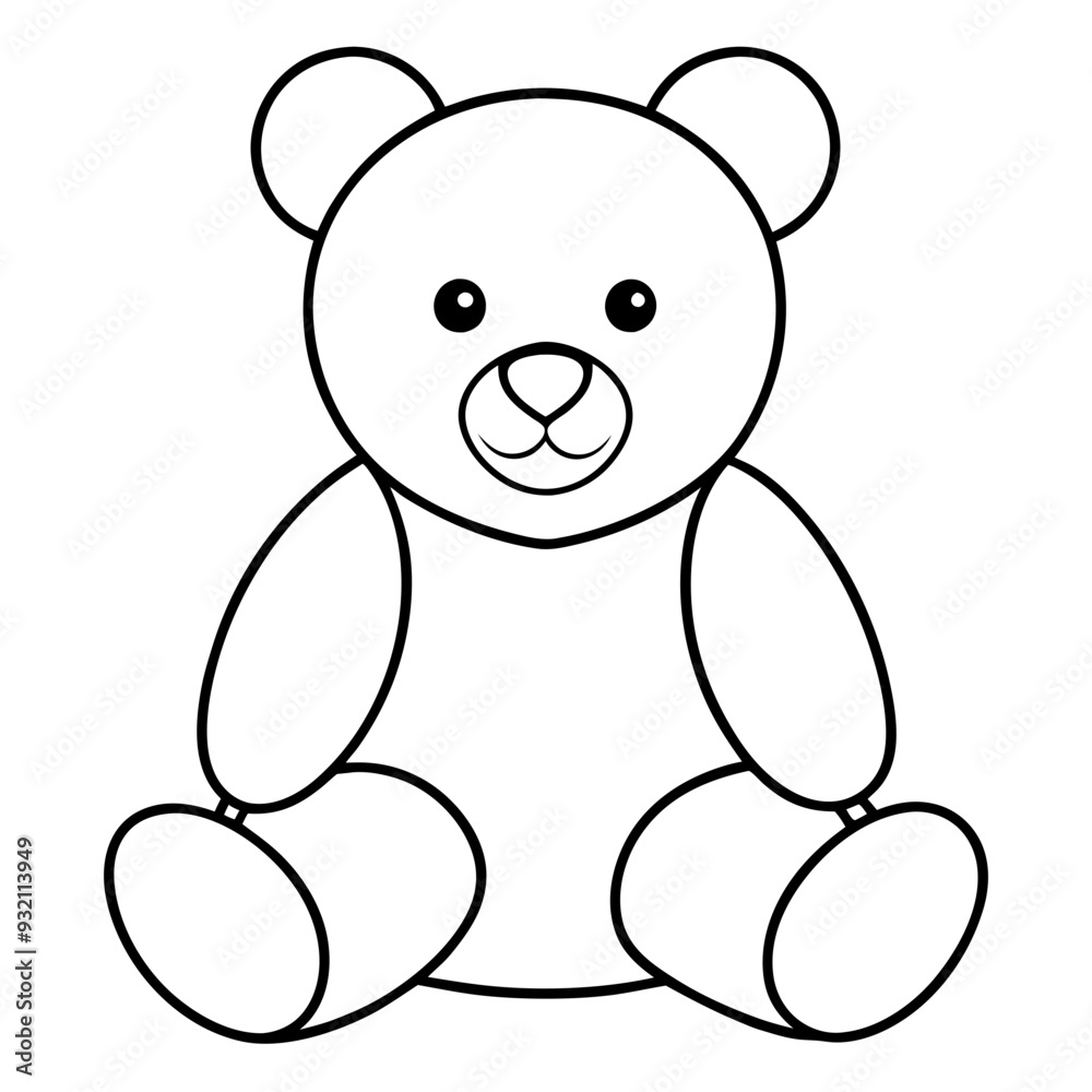 2D Teddy Bear Seated on White Background line art vector illustration 2D Teddy Bear Seated on White Background line art vector illustration
