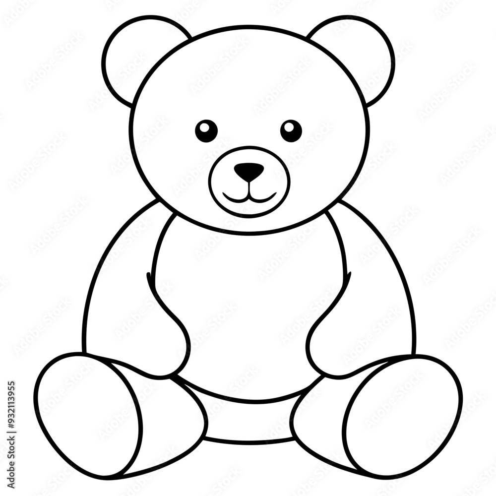 2D Teddy Bear Seated on White Background line art vector illustration 2D Teddy Bear Seated on White Background line art vector illustration