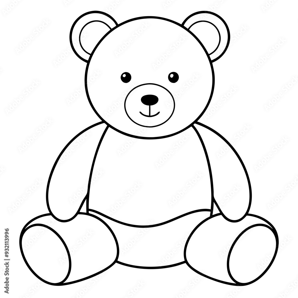 2D Teddy Bear Seated on White Background line art vector illustration 2D Teddy Bear Seated on White Background line art vector illustration