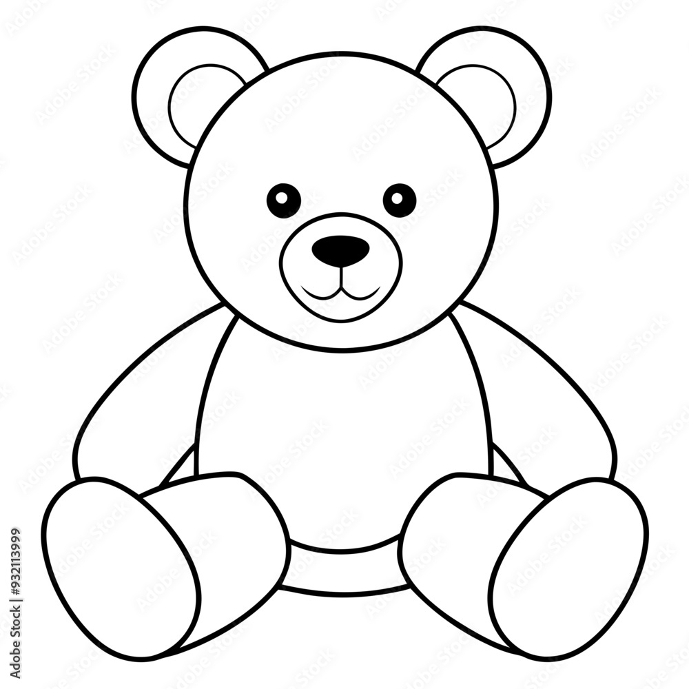 2D Teddy Bear Seated on White Background line art vector illustration 2D Teddy Bear Seated on White Background line art vector illustration