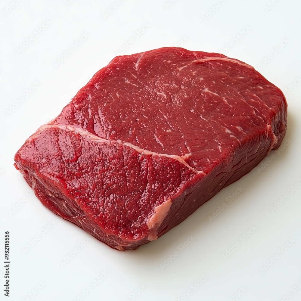 Fototapeta premium Raw beef sirloin tip steak silhouette, showing its flat, rectangular shape.