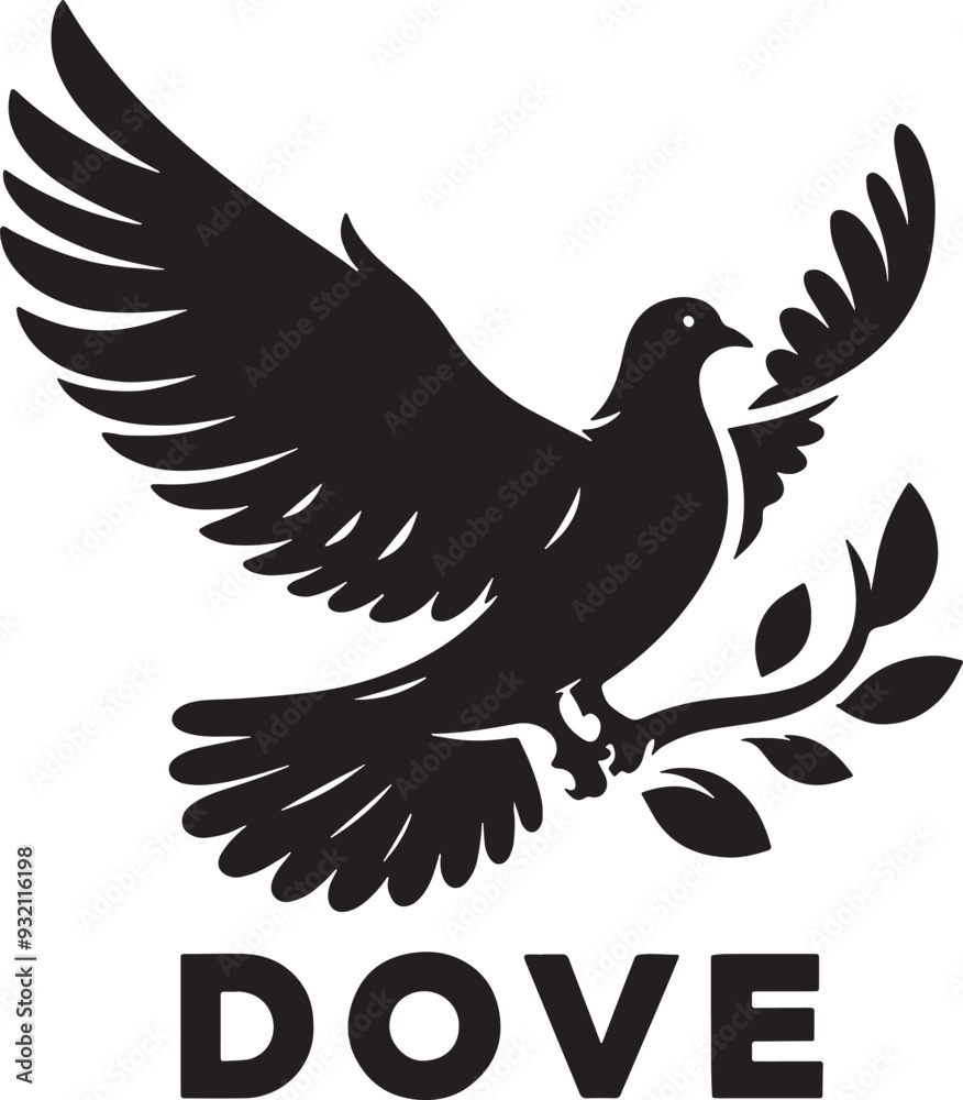 Fototapeta premium Dove Silhouette Vector Illustration