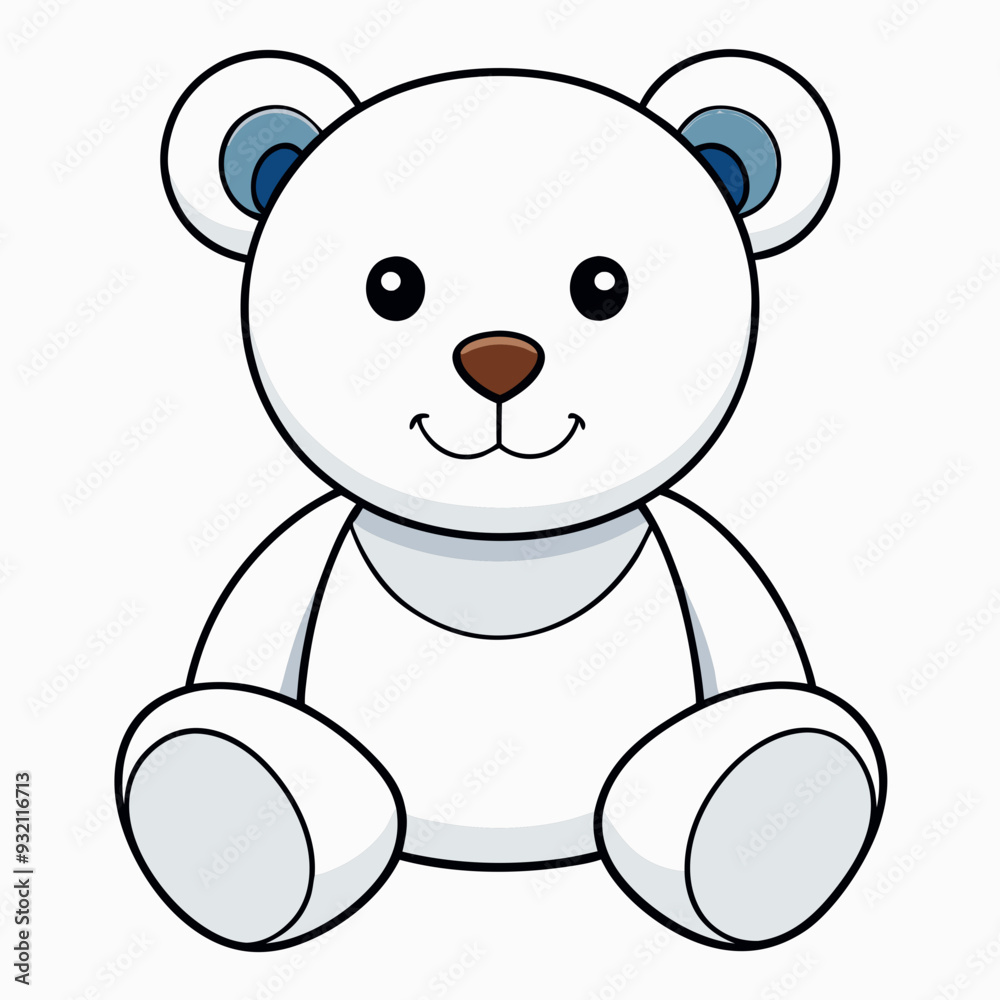 Naklejka premium 2D Teddy Bear in a Seated Pose on a White Background