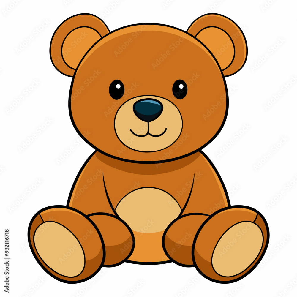 2D Teddy Bear in a Seated Pose on a White Background 2D Teddy Bear in a Seated Pose on a White Background