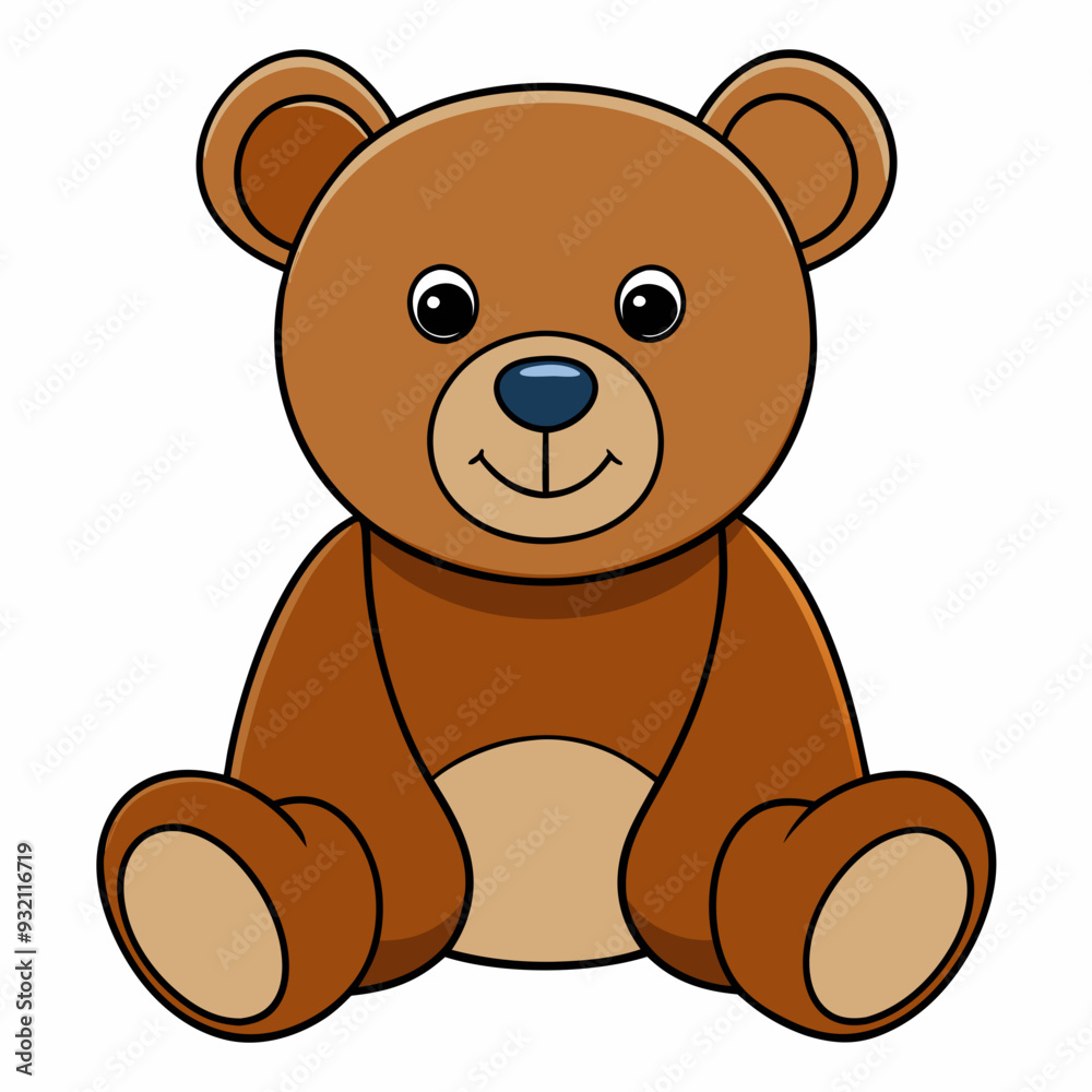 2D Teddy Bear in a Seated Pose on a White Background 2D Teddy Bear in a Seated Pose on a White Background