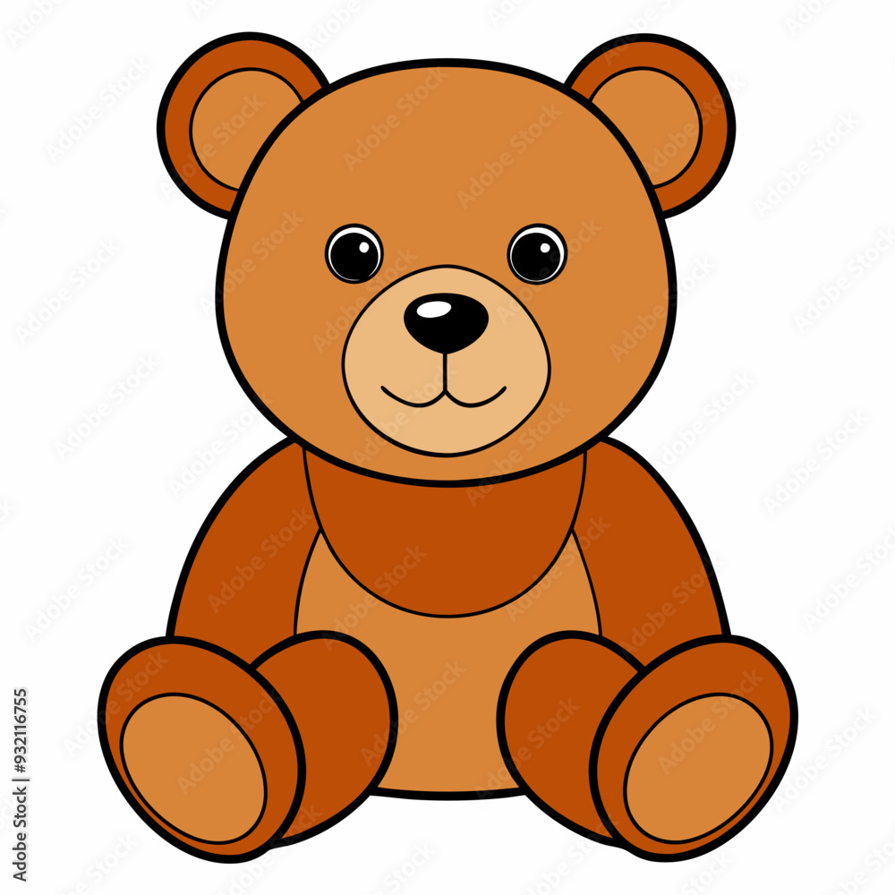 2D Teddy Bear in a Seated Pose on a White Background 2D Teddy Bear in a Seated Pose on a White Background