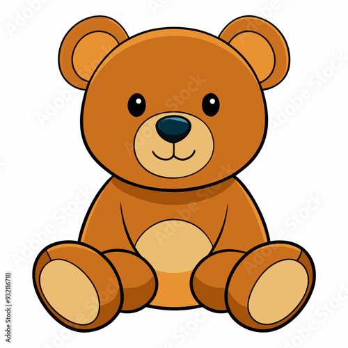 2D Teddy Bear in a Seated Pose on a White Background