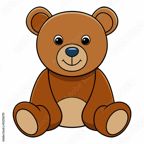 2D Teddy Bear in a Seated Pose on a White Background