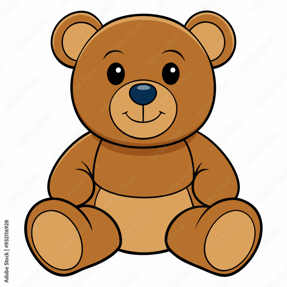 2D Teddy Bear in a Seated Pose on a White Background 2D Teddy Bear in a Seated Pose on a White Background