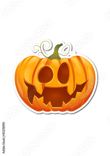 Halloween pumpkin sticker. Vector illustration isolated on a white background.