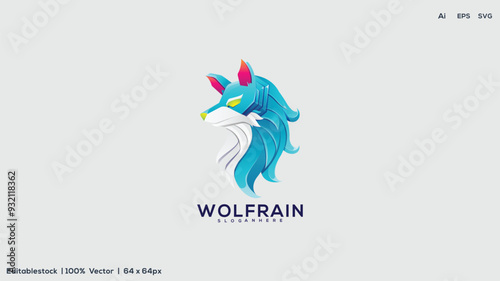 wolf logo design, Wolf mascot vector art, Wolf Vintage Logo Stock Vector