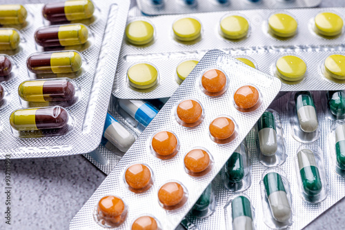Variety of medicines and drugs.Medicine and healthcare concept