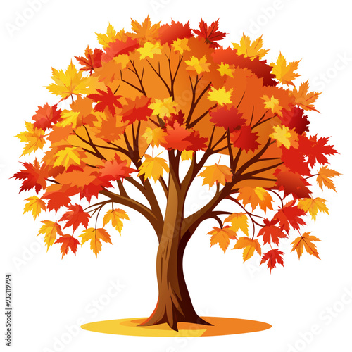 maple tree vector art, illustration of maple tree, maple tree vector illustration, maple tree isolated on white