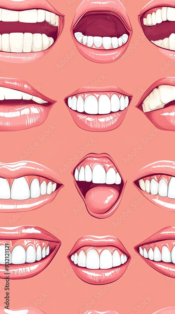 Obraz premium A set of clean, white teeth smiling brightly, showing the results of consistent dental care