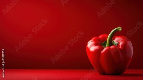 Vibrant Red Bell Pepper on a Red Background - Fresh and Healthy Vegetable Isolated in Studio Lighting for Food Photography, Advertising, and Culinary Art