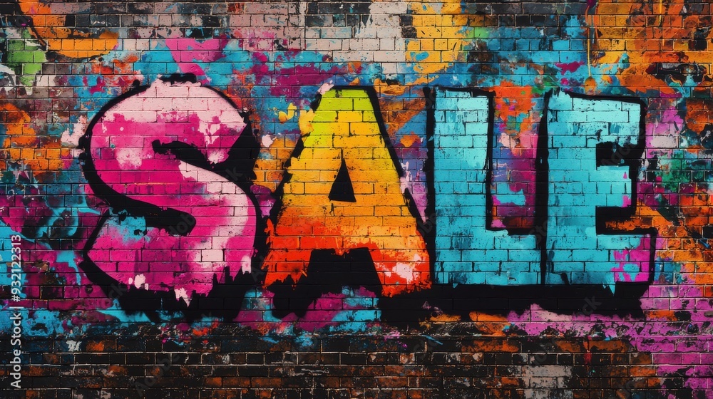 Fototapeta premium Colorful Graffiti Sale Sign.