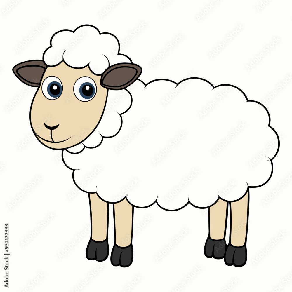 Minimalist Sheep on a White Background Minimalist Sheep on a White Background