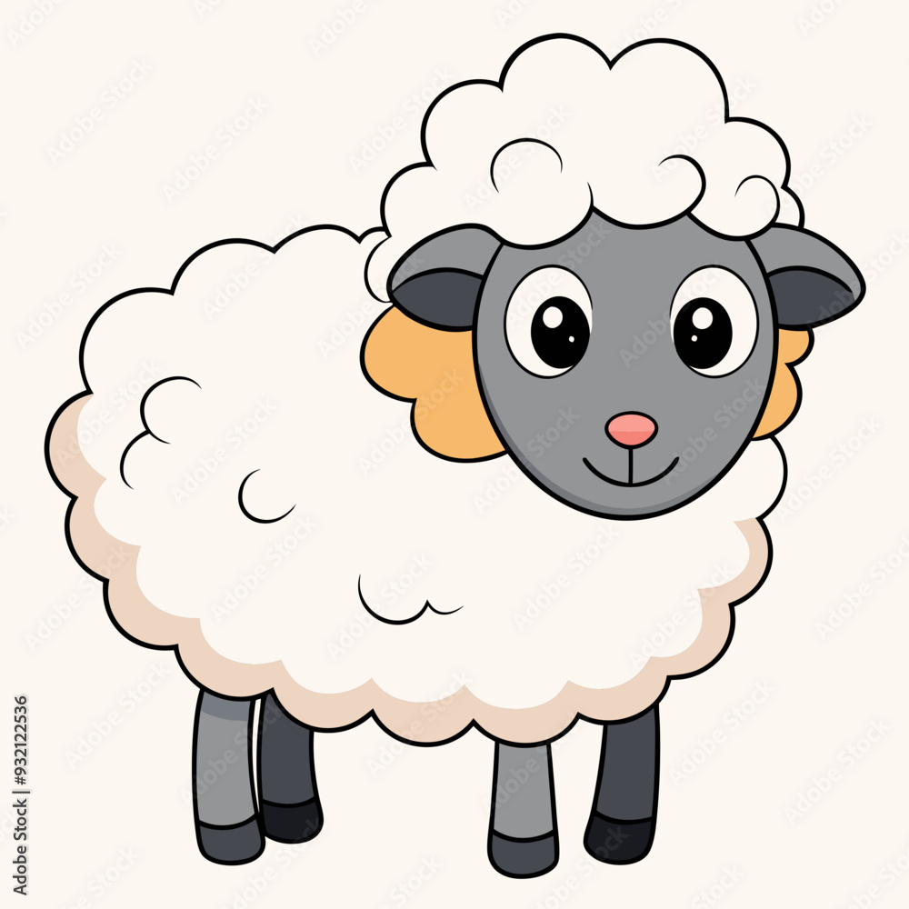 Minimalist Sheep on a White Background Minimalist Sheep on a White Background