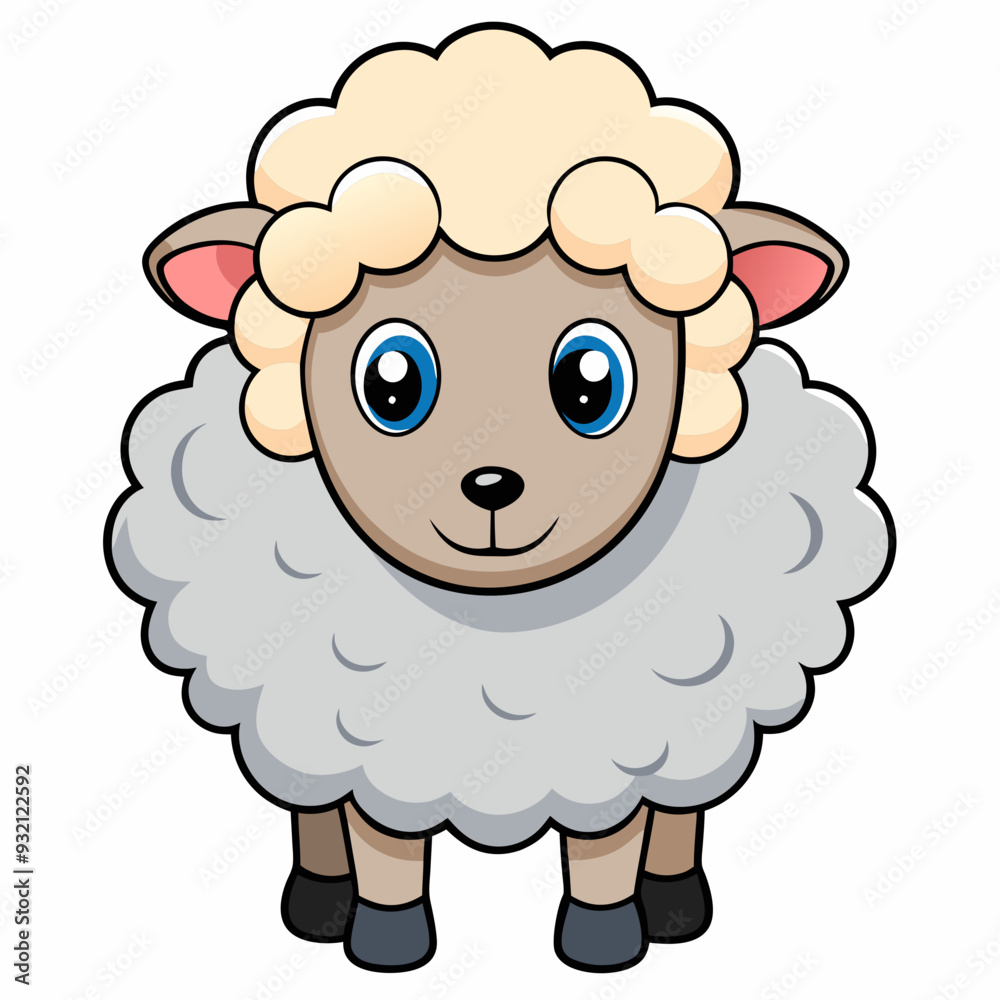 Minimalist Sheep on a White Background