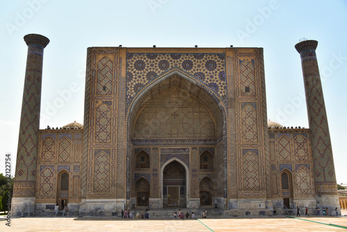 The Ulugh-Beg Madrasah in the ancient city of Samarkand photo