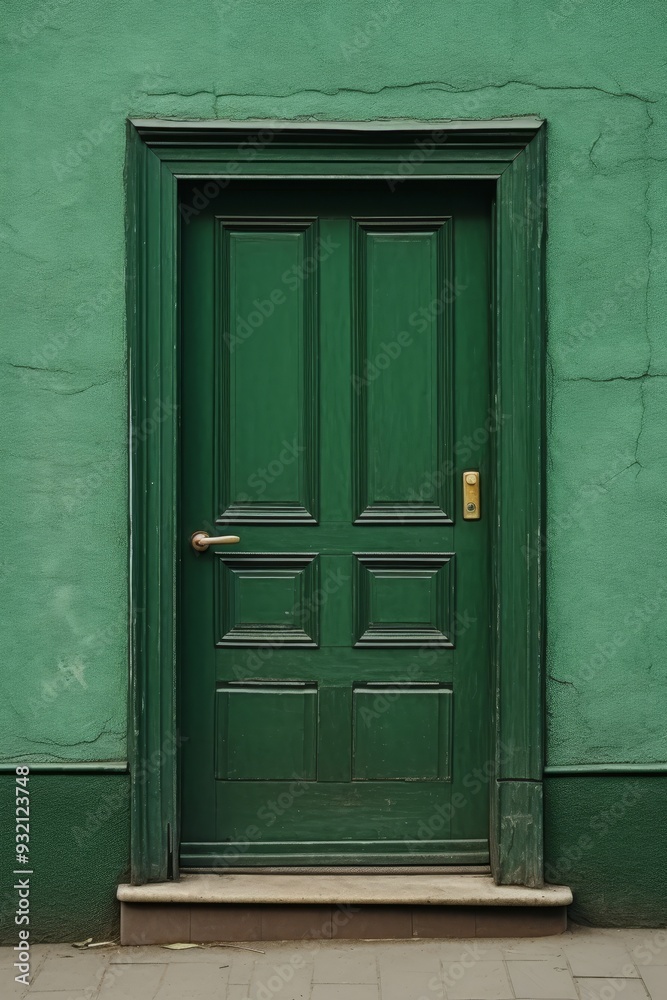 Green Doorway in a Green Wall - Architectural Detail Green Doorway in a Green Wall - Architectural Detail