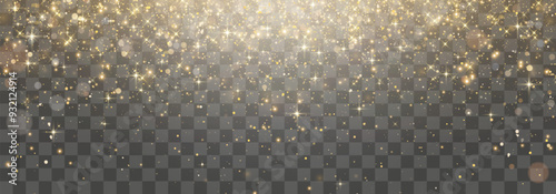 Vector magical light dust, shimmering shine. Floating light particles. Christmas light effect. Sparkling fairy dust particles glowing on a transparent background. Vector illustration in png