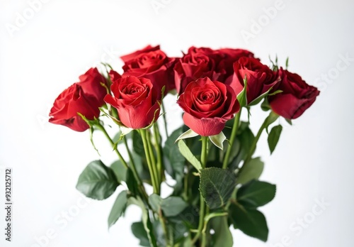 bouquet of red roses on a white background