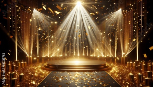 fountain in the gold night background 