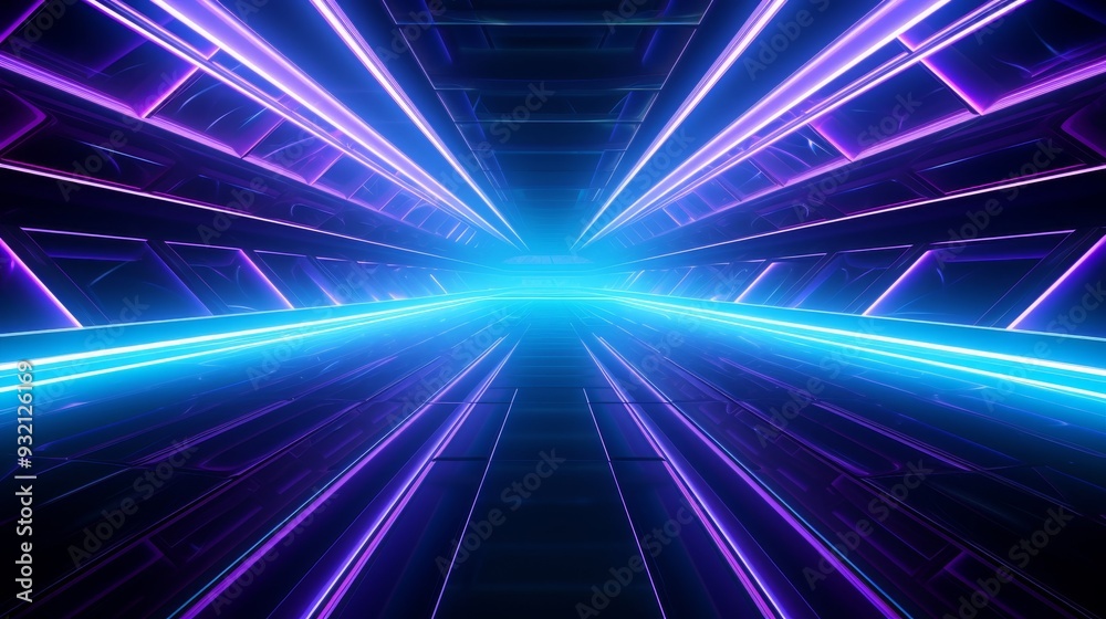 Futuristic Neon Tunnel: Abstract 3D Design Futuristic Neon Tunnel: Abstract 3D Design
