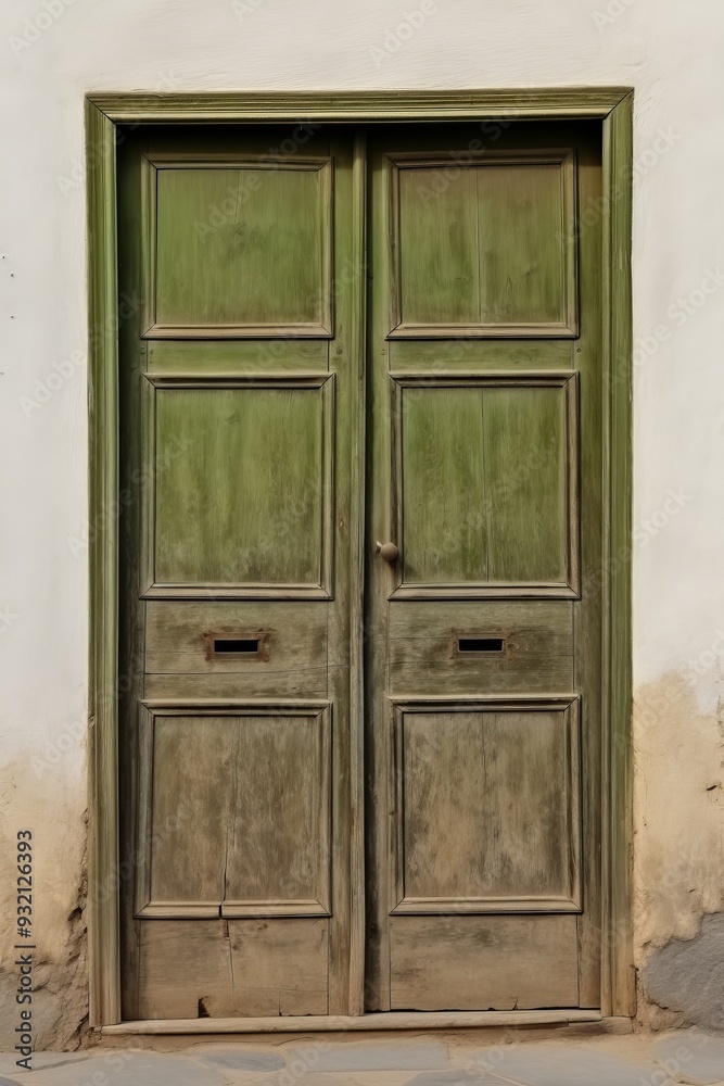 Weathered Green Wooden Door With Mailbox Weathered Green Wooden Door With Mailbox