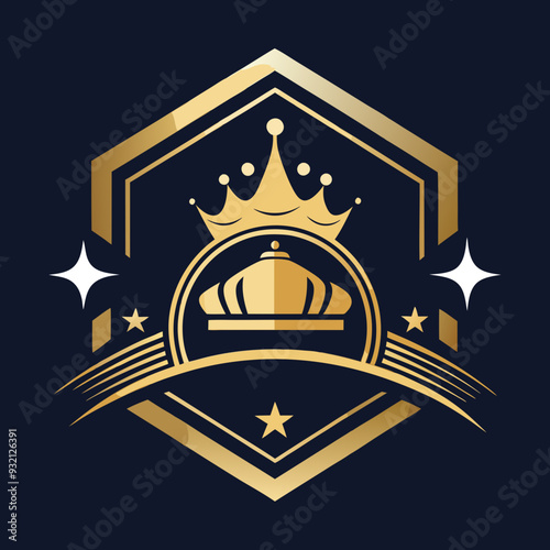 Royal Luxury Restaurant Logo Design with Regal Crowns & Intricate Patterns - Elegant Vector for High-End Dining, SVG, Cricut, Clipart photo