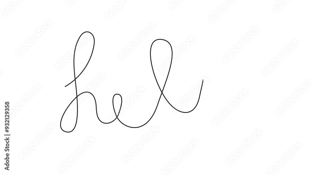 hello word hand written animation. monoline 