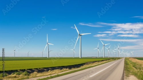 Wallpaper Mural Wind Turbines in a Green Field - Renewable Energy Landscape Torontodigital.ca