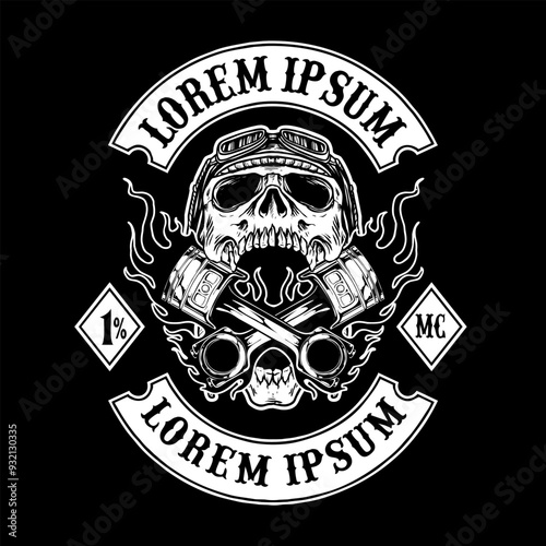 vector of skull biker badge logo illustration photo