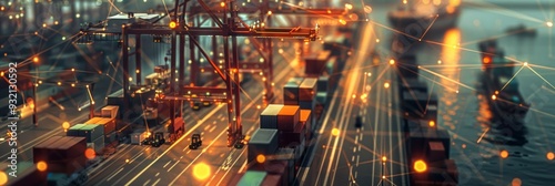 Digital polygonal low poly 3D mesh illustration of third-party logistics (3PL) services, showcasing