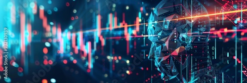 Graphic representation artificial intelligence trading cryptocurrency with comprehensive indicator