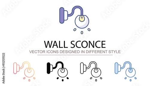 Wall Sconce icon design with white background stock illustration