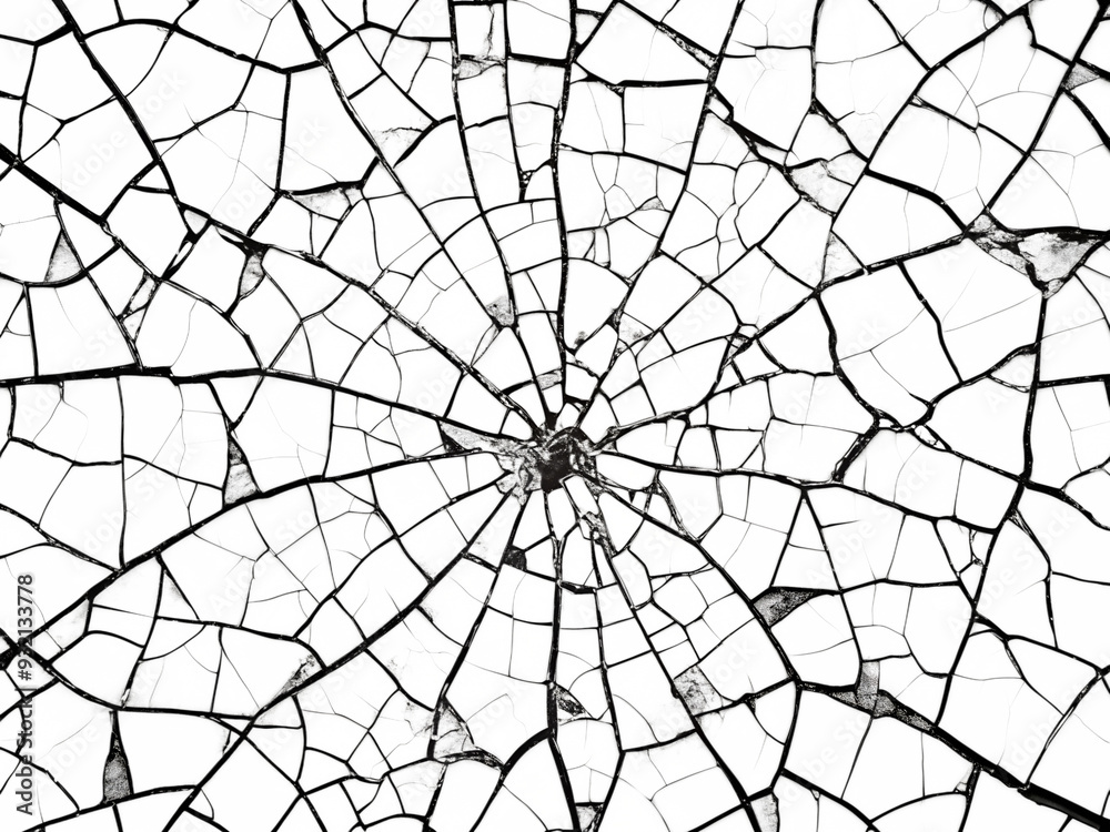 Obraz premium Cracked pattern, black and white isolated on transparent background