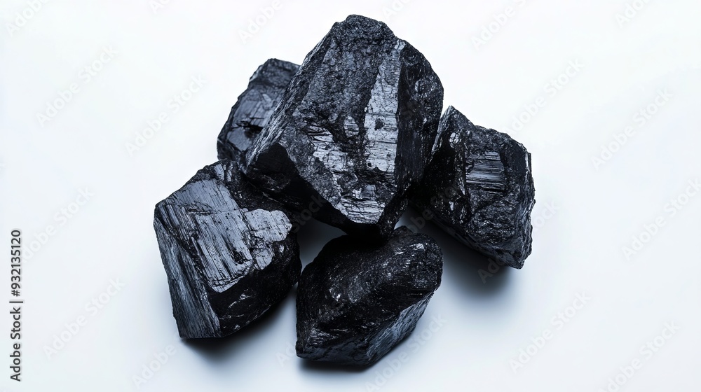 A pile of coal on a white surface A pile of coal on a white surface