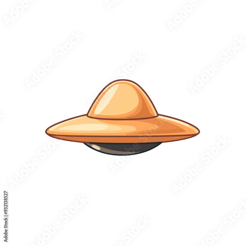 A whimsical illustration of a flying saucer, showcasing a playful design with a unique color scheme. transparent background