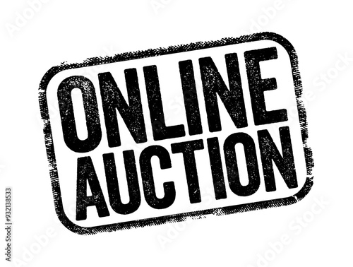 Online Auction is an auction held over the internet and accessed by internet connected devices, text stamp concept background