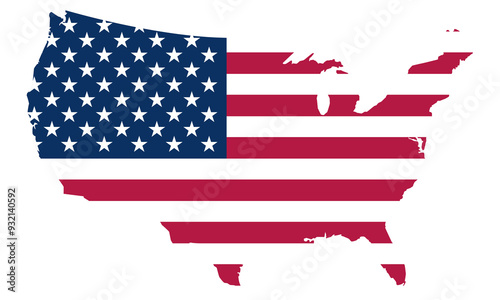 American flag in map vector illustration