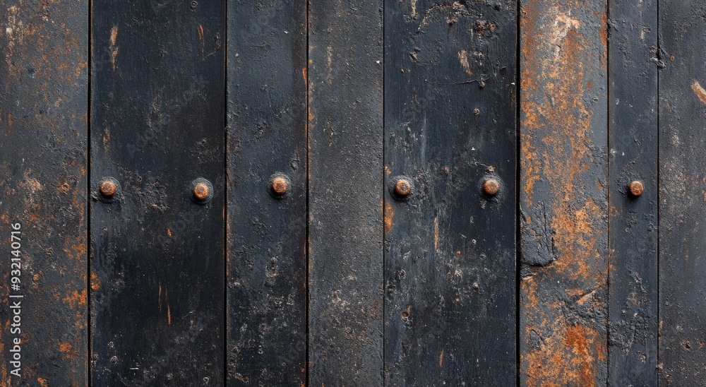Rustic wooden boards with rusted nails on an old barn wall in natural light Rustic wooden boards with rusted nails on an old barn wall in natural light