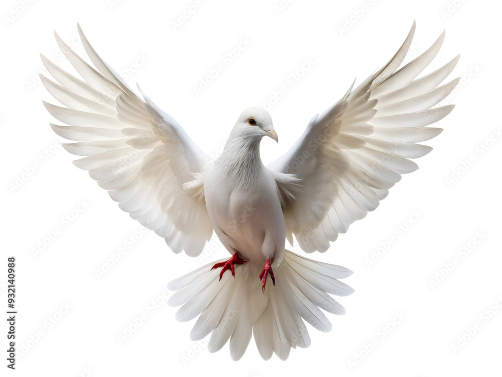 The white pigeon is spreading its wings and flyingisolated on transparent background The white pigeon is spreading its wings and flyingisolated on transparent background