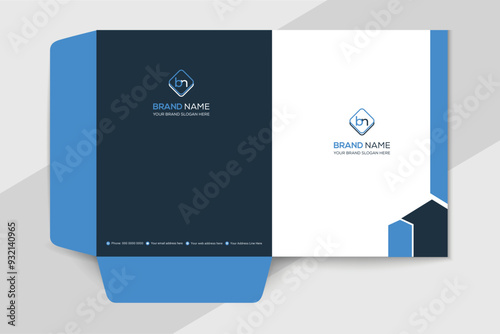 Modern  presentation folder design black and blue color