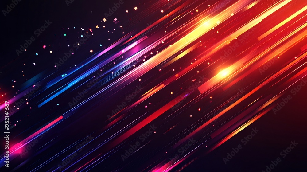 Obraz premium Abstract Diagonal Light Streaks on Black Background