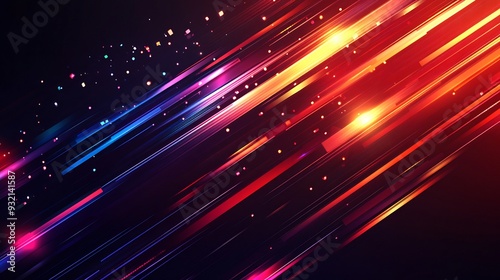 Abstract Diagonal Light Streaks on Black Background